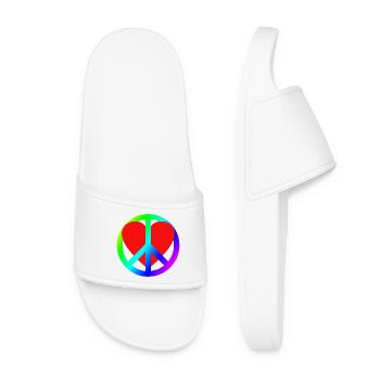 Herz Frieden Regenbogen Symbol - Frauen Badelatschen - Weiß - Vorne