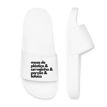 Mesa de Plástico, Cervejinha, Porção e Fofoca - Women’s Pool Sliders - white - Front