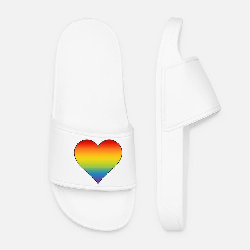 Regenbogen Herz  - Frauen Badelatschen - Weiß