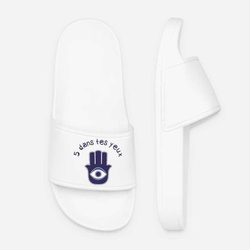 Khamsa: 5 in your eyes! - Women’s Pool Sliders - white