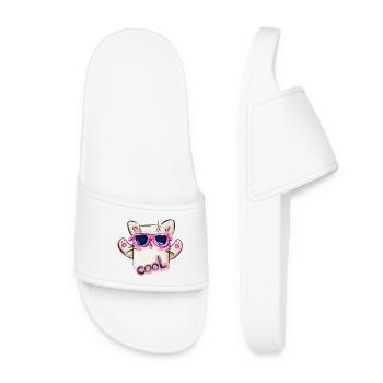 Katze mit Sonnenbrille und cooler Nachricht - Frauen Badelatschen - Weiß - Vorne