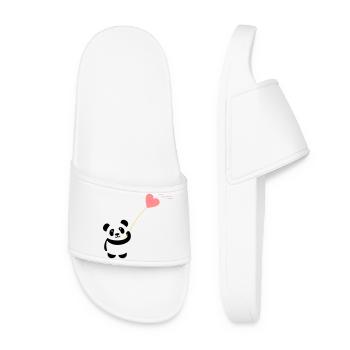 panda heart cute balloon bear big thick kusch - Women’s Pool Sliders - white - Front