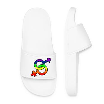 Gender-Hetero-Logo mit Regenbogen - Frauen Badelatschen - Weiß - Vorne