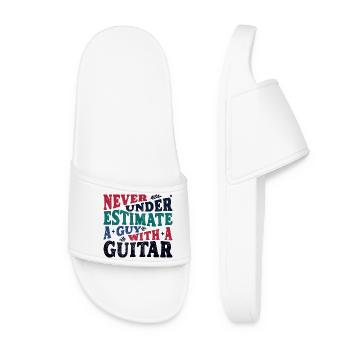 Never underestimate a Guy with a Guitar - Women’s Pool Sliders - white - Front