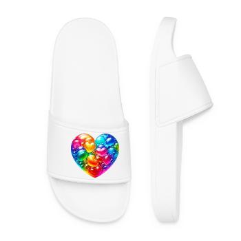 Coeur coloré - Claquettes Femme - blanc - Devant