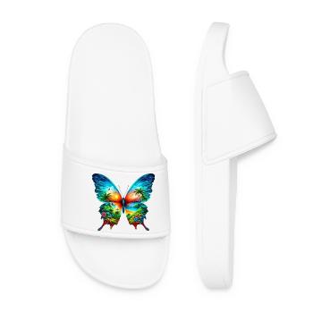 Schmetterling - Frauen Badelatschen - Weiß - Vorne