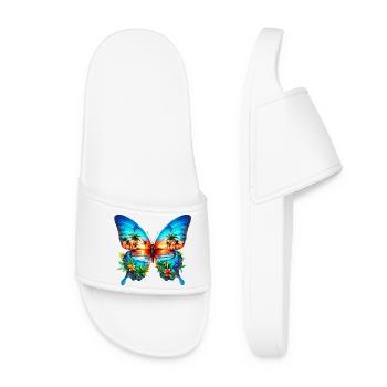 Schmetterling - Frauen Badelatschen - Weiß - Vorne