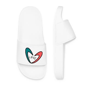LOVE. CŒUR. CŒURS. COEUR. FÊTE DES PERES - Claquettes Femme - blanc - Devant