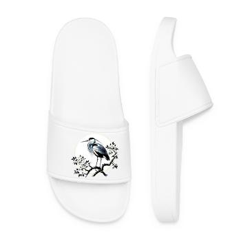 Héron blanc gris Japon Japon - Claquettes Femme - blanc - Devant