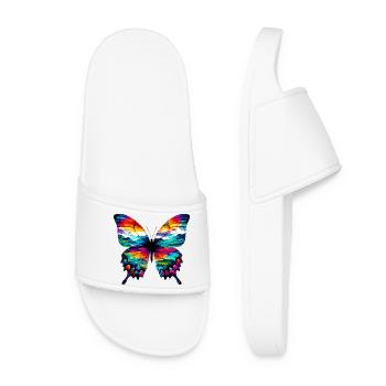 Schmetterling - Frauen Badelatschen - Weiß - Vorne