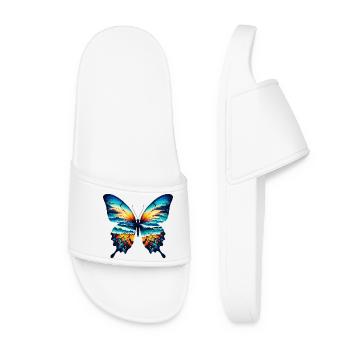 Schmetterling - Frauen Badelatschen - Weiß - Vorne