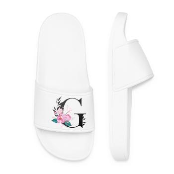 Elégante lettre 'G' avec des fleurs - Claquettes Femme - blanc - Devant