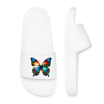 Schmetterling - Frauen Badelatschen - Weiß - Vorne