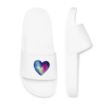 coeur bleu aquarelle - Claquettes Femme - blanc - Devant