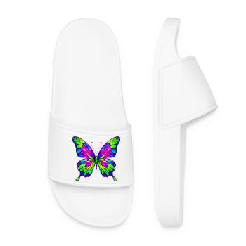 Schmetterling - Frauen Badelatschen - Weiß - Vorne