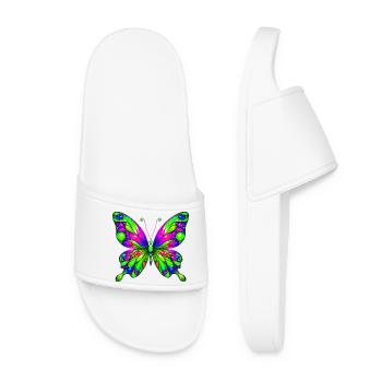 Schmetterling - Frauen Badelatschen - Weiß - Vorne