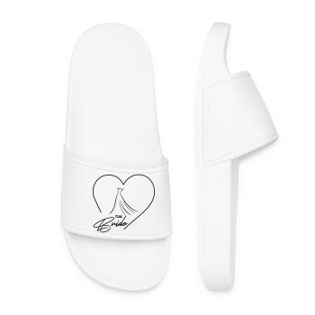 L’équipe de la mariée ! Coeur & Robe de mariée, Personnalisable - Claquettes Femme - blanc - Devant