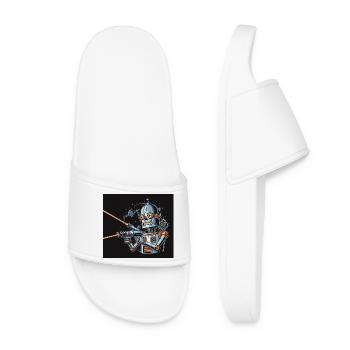 Robot de science-fiction rétro avec arme laser - Claquettes Femme - blanc - Devant