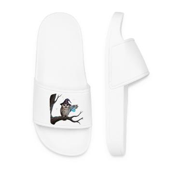 Hibou magique avec chapeau de sorcière et bouteille magique - Claquettes Femme - blanc - Devant