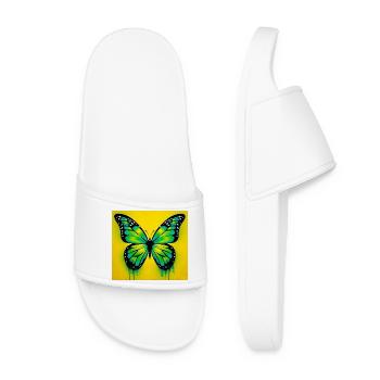 Schmetterling - Frauen Badelatschen - Weiß - Vorne