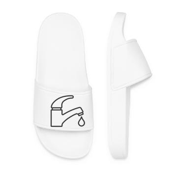 Water Faucet Tap Icon Logo Plumber - Women’s Pool Sliders - white - Front