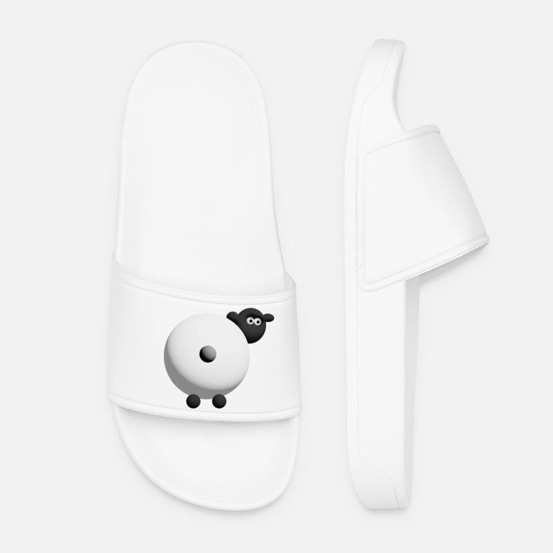 Sheep 3D Cuddle Design - Women’s Pool Sliders - white