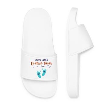 Finally Aunt Nephew Boy Baby Announcement - Women’s Pool Sliders - white - Front