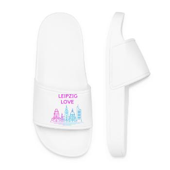 Leipzig Love Skyline Silhouette City Stadt  - Frauen Badelatschen - Weiß - Vorne