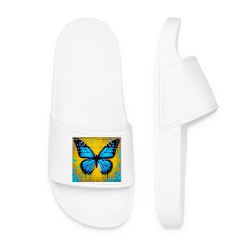 Schmetterling - Frauen Badelatschen - Weiß - Vorne