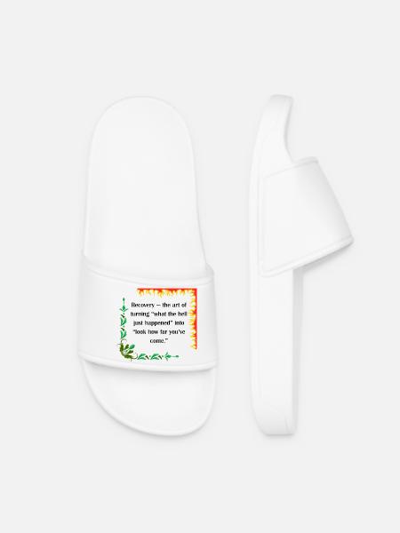 Recovery – Look How Far You’ve Come Quote - Women’s Pool Sliders - white