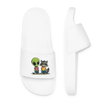 Alien & Raccoon Buddies – Amitié entre Ga - Claquettes Femme - blanc - Devant