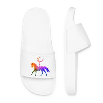Vaulting Acrobatics Equestrian Riding Horse Colorful - Women’s Pool Sliders - white - Front