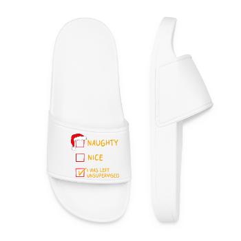 Naughty Nice – I Was Left Unsupervised Christmas - Women’s Pool Sliders - white - Front