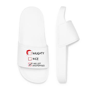 Naughty Nice – I Was Left Unsupervised Christmas - Women’s Pool Sliders - white - Front