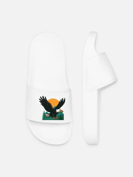Eagle Pixel – Sunset in the mountains - Women’s Pool Sliders - white