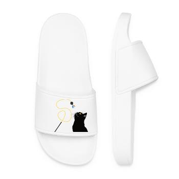 Chat avec canne à pêche jouet - Claquettes Femme - blanc - Devant