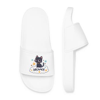 Starry dreamy cat on cloud - Women’s Pool Sliders - white - Front