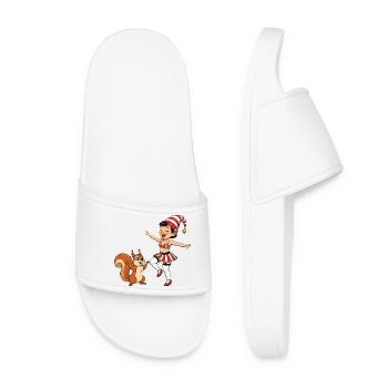 Leprechaun girl with squirrel - Women’s Pool Sliders - white - Front