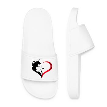 Silhouette de chien avec cœur et âme - Claquettes Femme - blanc - Devant