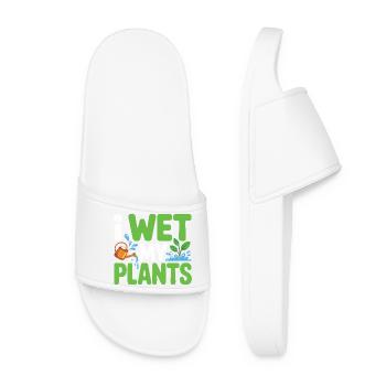 I Wet My Plants Garden Word Game - Women’s Pool Sliders - white - Front