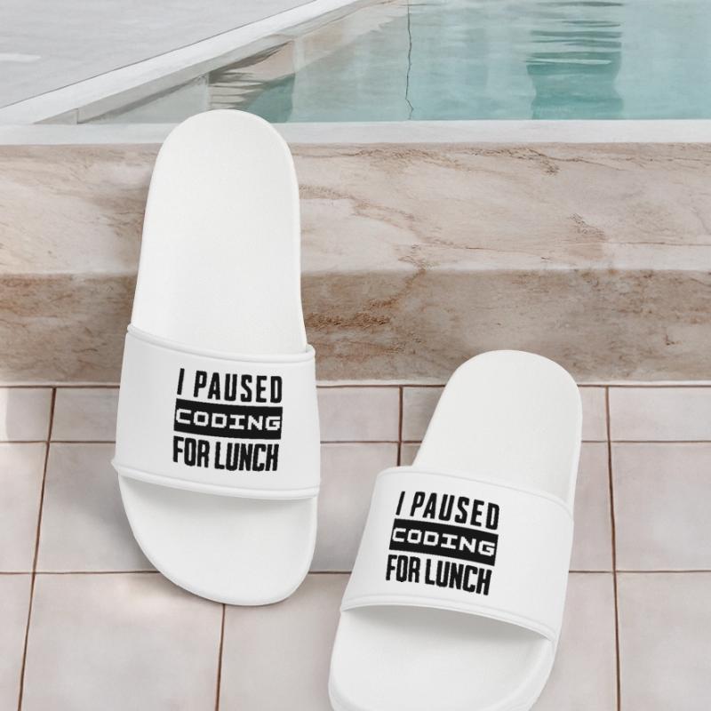 Nerd Coding , I Paused Coding for Lunch Women’s Pool Sliders