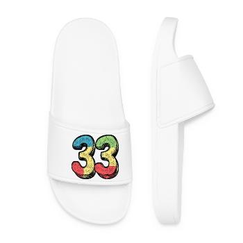 33 Number Colorful - Women’s Pool Sliders - white - Front