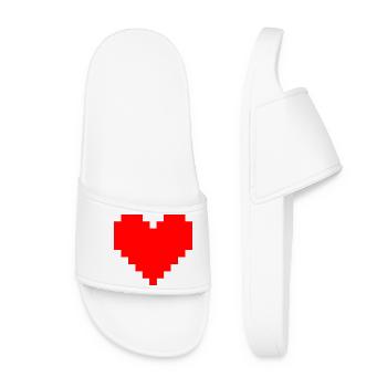 Pixel Red Heart Pixel Art - Women’s Pool Sliders - white - Front