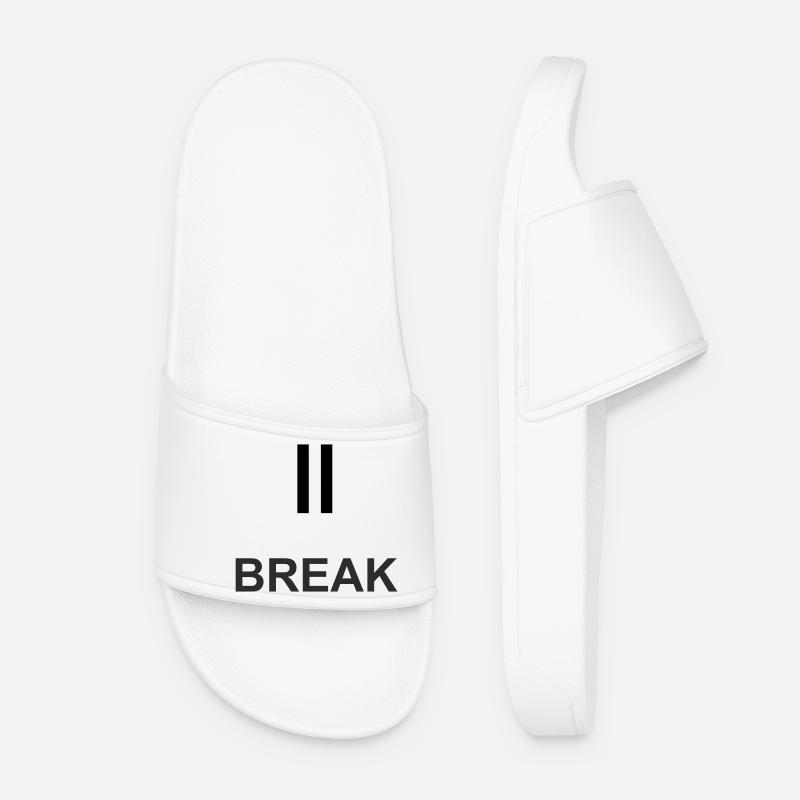 Pause sign "BREAK" – minimalist work & ch - Women’s Pool Sliders - white