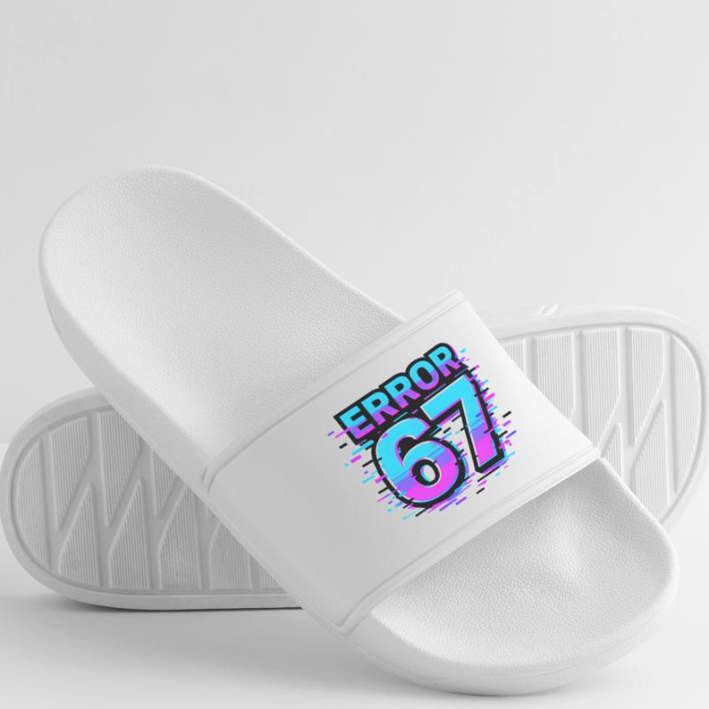 Error 67 Six Seven Glitch Cyber Meme Gift Idea Women’s Pool Sliders