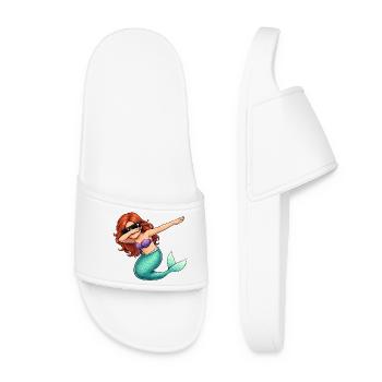 Dabbing Mermaid - Women’s Pool Sliders - white - Front