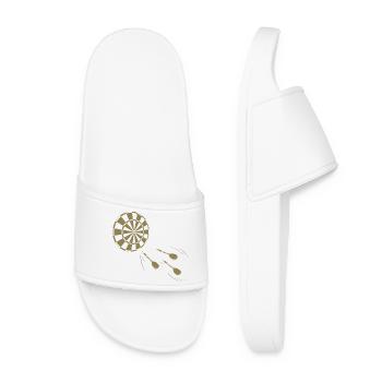 Silhouette minimaliste d’un joueur de fléchettes - Claquettes Femme - blanc - Devant