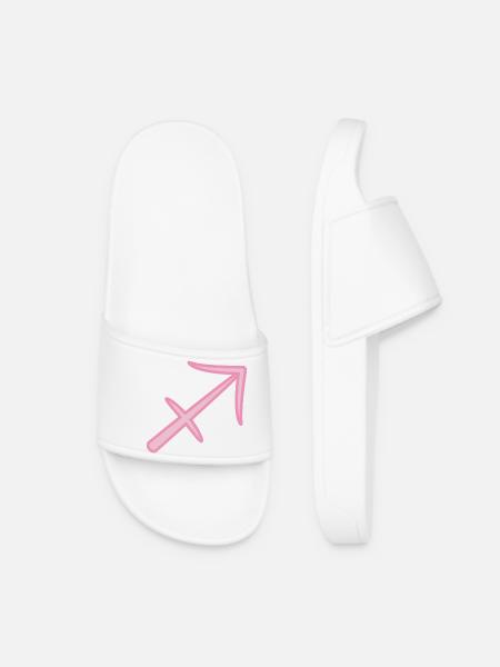 Sagittarius Zodiac Sign Symbol Pastel Pink - Women’s Pool Sliders - white