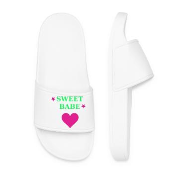 Sweet Babe Neon Herz Typo - Frauen Badelatschen - Weiß - Vorne