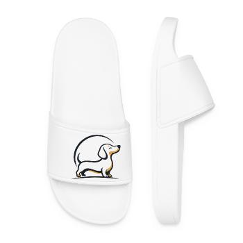 Dachshund line art in sunlight - Women’s Pool Sliders - white - Front